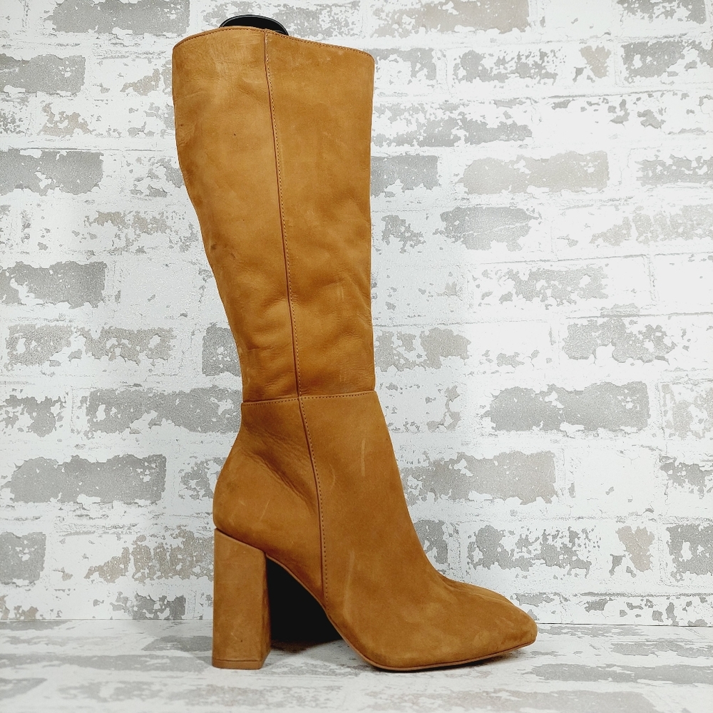 NEW Steve Madden NINNY Tan Suede Heeled Boots M93 - Picture 4 of 12